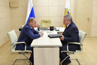 С губернатором Ростовской области Василием Голубевым. 22 августа 2013 года