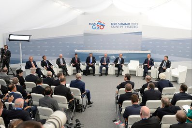 Встреча лидеров «большой двадцатки» с представителями деловых кругов и профсоюзов «Группы двадцати». 6 сентября 2013 года