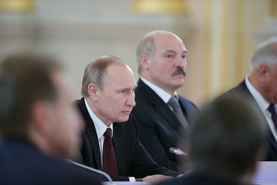 На заседании Высшего Государственного Совета Союзного государства России и Белоруссии. 25 декабря 2013 года