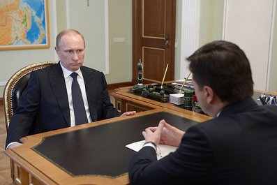 С губернатором Московской области Андреем Воробьёвым. 13 января 2014 года
