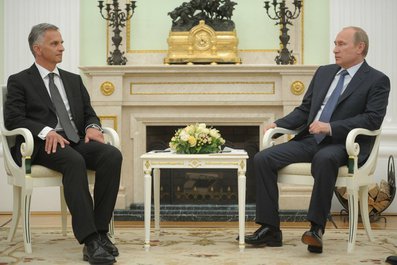 С Президентом Швейцарии, действующим председателем ОБСЕ Дидье Буркхальтером. 7 мая 2014 года