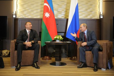 С Президентом Азербайджана Ильхамом Алиевым. 9 августа 2014 года