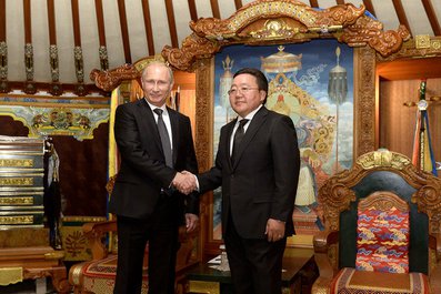 С Президентом Монголии Цахиагийн Элбэгдоржем. 3 сентября 2014 года